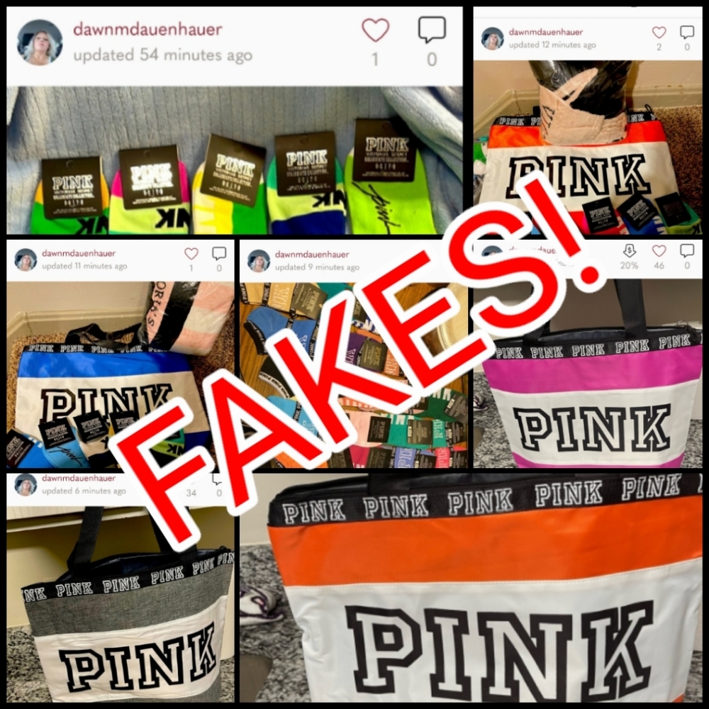 🚫FAKE VS PINK SOCKS🚫 BUYER BEWARE! - Picture 4 of 15